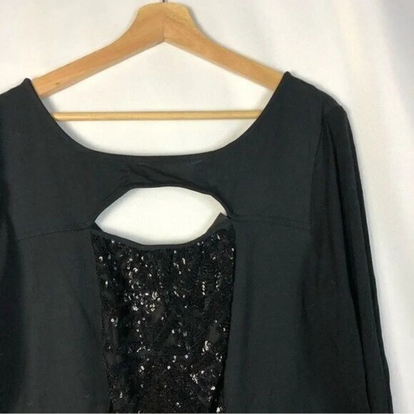 Lane Bryant Black Sequin Panel Long Sleeve Sheath Dress 22 - Picture 4 of 4